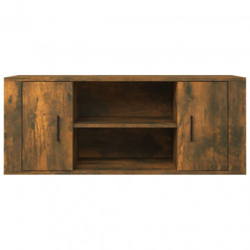 Comodă TV, stejar fumuriu, 100x35x40 cm, lemn prelucrat - Img 8