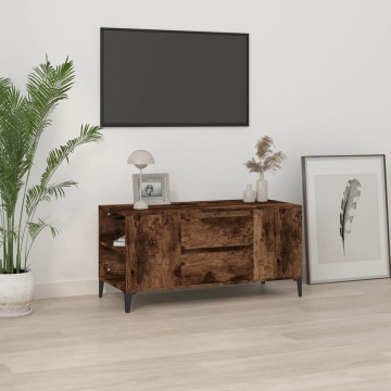 Comodă TV, stejar fumuriu, 102x44,5x50 cm, lemn prelucrat - Img 1