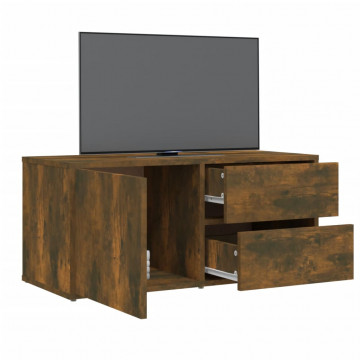 Comodă TV, stejar fumuriu, 80x34x36 cm, lemn prelucrat - Img 8