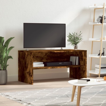 Comodă TV, stejar fumuriu, 80x40x40 cm, lemn prelucrat - Img 1