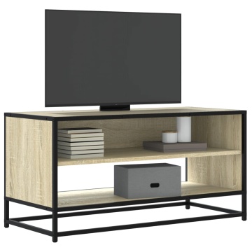 Comodă TV, stejar sonoma, 91x40x46 cm, lemn prelucrat și metal - Img 1