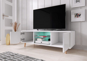 Comoda Tv Sweden White Mat/White High High Gloss - Img 2