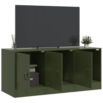 Comodă TV, verde măsliniu, 99x39x44 cm, oțel - Img 4