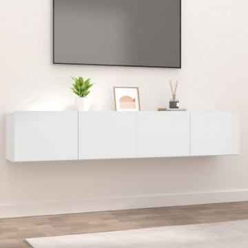 Comode TV, 2 buc., alb, 80x30x30 cm, lemn compozit - Img 1