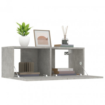 Comode TV, 2 buc., gri beton, 80x30x30 cm, lemn compozit - Img 8