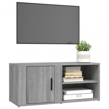 Comode TV, 2 buc., gri sonoma, 80x31,5x36 cm, lemn prelucrat - Img 4