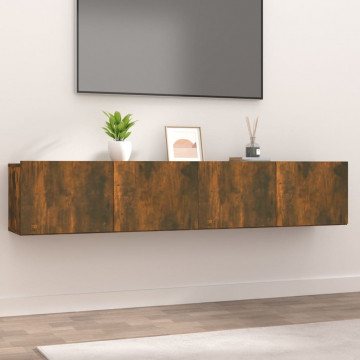 Comode TV, 2 buc., stejar fumuriu, 80x30x30 cm, lemn prelucrat - Img 1