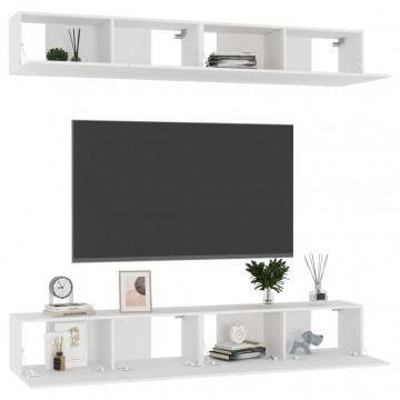 Comode TV, 4 buc., alb, 100x30x30 cm, PAL - Img 3