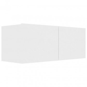 Comode TV, 4 buc., alb, 80x30x30 cm, lemn compozit - Img 7