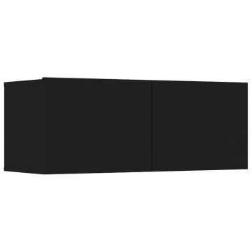 Comode TV, 4 buc., negru, 80x30x30 cm, lemn compozit - Img 6