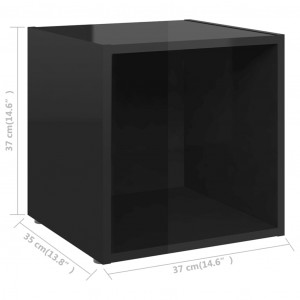 Comode TV, 4 buc., negru extralucios, 37x35x37 cm, PAL - Img 7