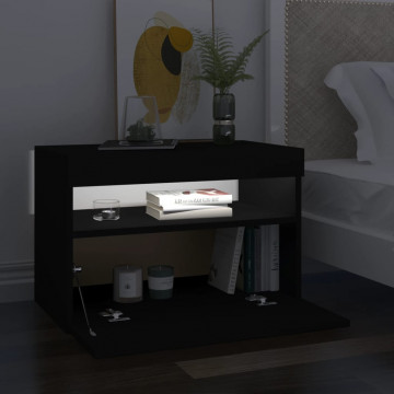 Comode TV cu lumini LED, 2 buc., negru, 60x35x40 cm - Img 3