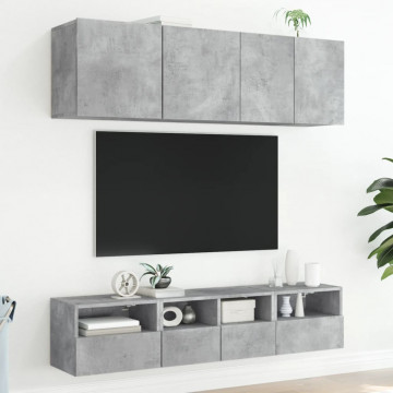Comode TV de perete, 2 buc., gri beton, 40x30x30 cm, lemn - Img 4