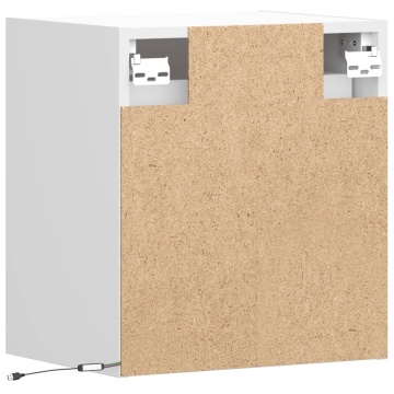 Comode TV de perete cu lumini LED, 2 buc., alb, 41x31x45 cm - Img 7