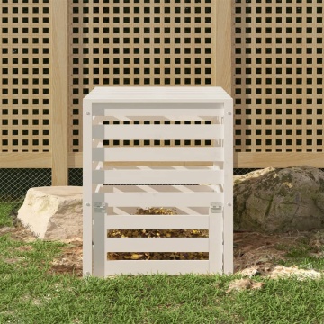 Compostor, alb, 63,5x63,5x77,5 cm, lemn masiv de pin - Img 1