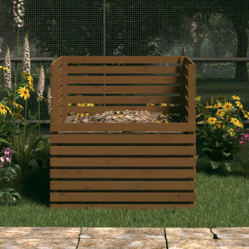 Compostor, maro miere, 100x100x102 cm, lemn masiv de pin - Img 3