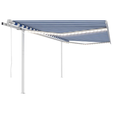 Copertină automată cu senzor vânt & LED, albastru&alb, 4x3,5 m - Img 1