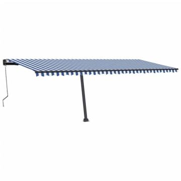 Copertină automată cu senzor vânt&LED, albastru&alb, 600x300 cm - Img 2