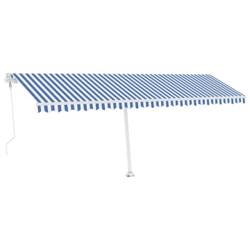 Copertină automată cu senzor vânt&LED, albastru/alb, 600x350 cm - Img 2