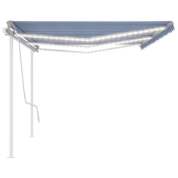 Copertină automată cu senzor vânt & LED, albastru & alb, 6x3 m - Img 8
