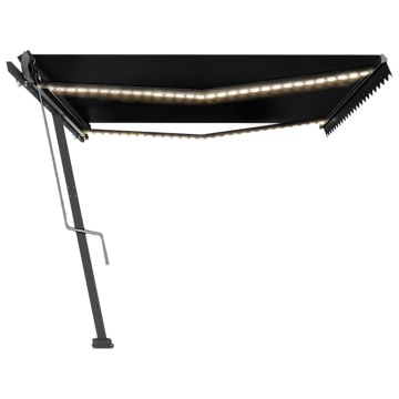Copertină automată cu senzor vânt & LED, antracit, 500x300 cm - Img 4