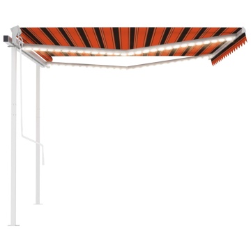 Copertină automată cu senzor vânt&LED, portocaliu/maro, 4,5x3 m - Img 8