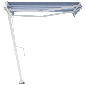 Copertină autonomă retractabilă automat albastru&alb 300x250 cm - Img 6