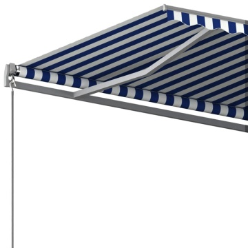 Copertină autonomă retractabilă automat albastru&alb 400x350 cm - Img 5