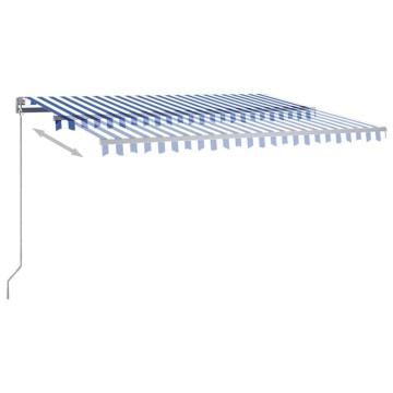 Copertină autonomă retractabilă automat albastru&alb 400x350 cm - Img 8