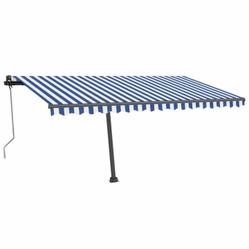 Copertină autonomă retractabilă automat albastru&alb 450x350 cm - Img 2