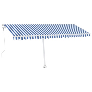 Copertină autonomă retractabilă automat albastru&alb 500x350 cm - Img 2