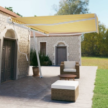 Copertină autonomă retractabilă automat galben&alb 500x350 cm - Img 1