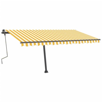 Copertină autonomă retractabilă manual, galben/alb, 400x300 cm - Img 4