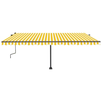 Copertină autonomă retractabilă manual galben/alb 500x350 cm - Img 3