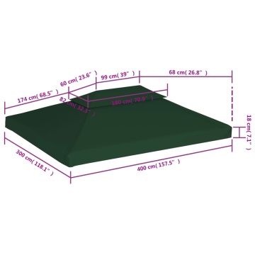 Copertină de rezervă acoperiș foișor, verde, 3 x 4 m, 310 g / m² - Img 6