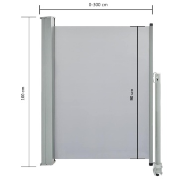 Copertină laterală retractabilă de terasă, gri, 100 x 300 cm - Img 7