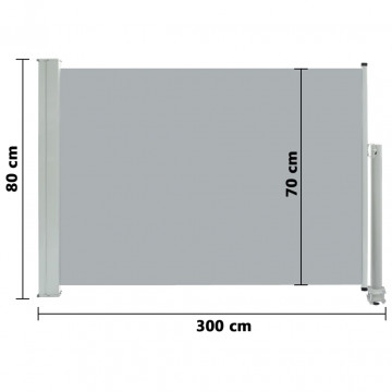 Copertină laterală retractabilă de terasă, gri, 80 x 300 cm - Img 7