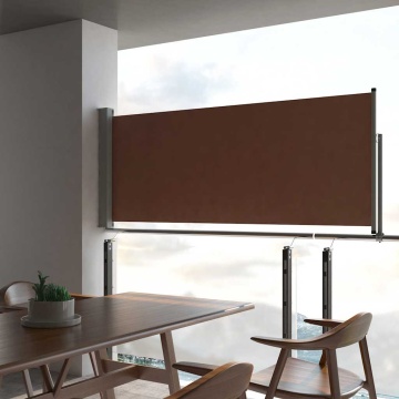 Copertină laterală retractabilă de terasă, maro, 100 x 300 cm - Img 1