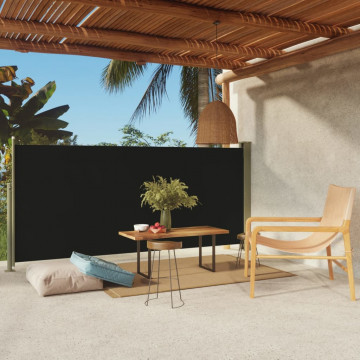 Copertină laterală retractabilă de terasă, negru, 140x300 cm - Img 1