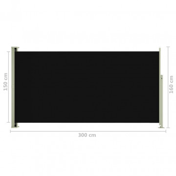 Copertină laterală retractabilă de terasă, negru, 160x300 cm - Img 6
