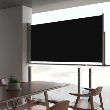 Copertină laterală retractabilă de terasă, negru, 80 x 300 cm - Img 1