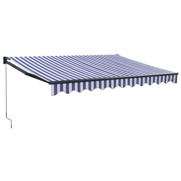 Copertină retractabilă albastru/alb, 3,5x2,5 m, textil/aluminiu - Img 2