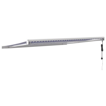 Copertină retractabilă albastru/alb, 4x3 m, textil/aluminiu - Img 8
