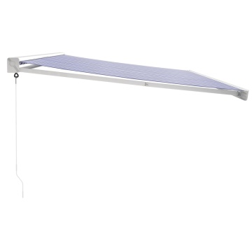 Copertină retractabilă albastru/alb, 5x3 m, textil/aluminiu - Img 4