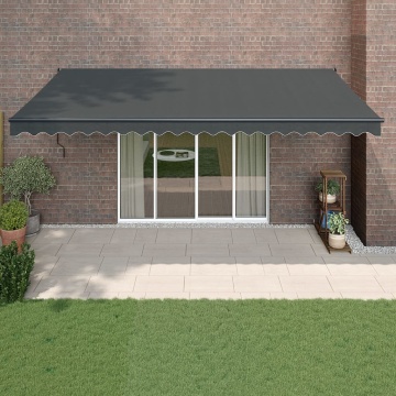 Copertină retractabilă, antracit, 5x3 m, textil și aluminiu - Img 1