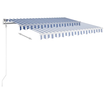 Copertină retractabilă automat, albastru și alb, 300x250 cm - Img 3