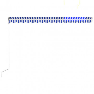 Copertină retractabilă automat, albastru și alb, 450 x 300 cm - Img 8