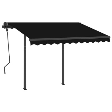 Copertină retractabilă automat cu stâlpi, antracit, 3,5x2,5 m - Img 3