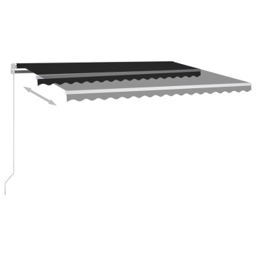 Copertină retractabilă automat, cu stâlpi, antracit, 4x3,5 m - Img 3