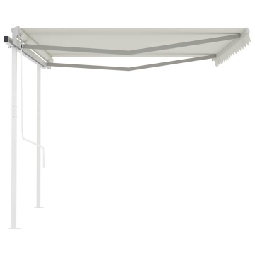 Copertină retractabilă automat, cu stâlpi, crem, 4x3 m - Img 8